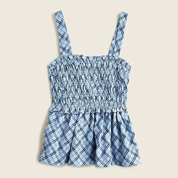 NWT J.Crew Smocked Tank Top in Textured Plaid S - Picture 1 of 7